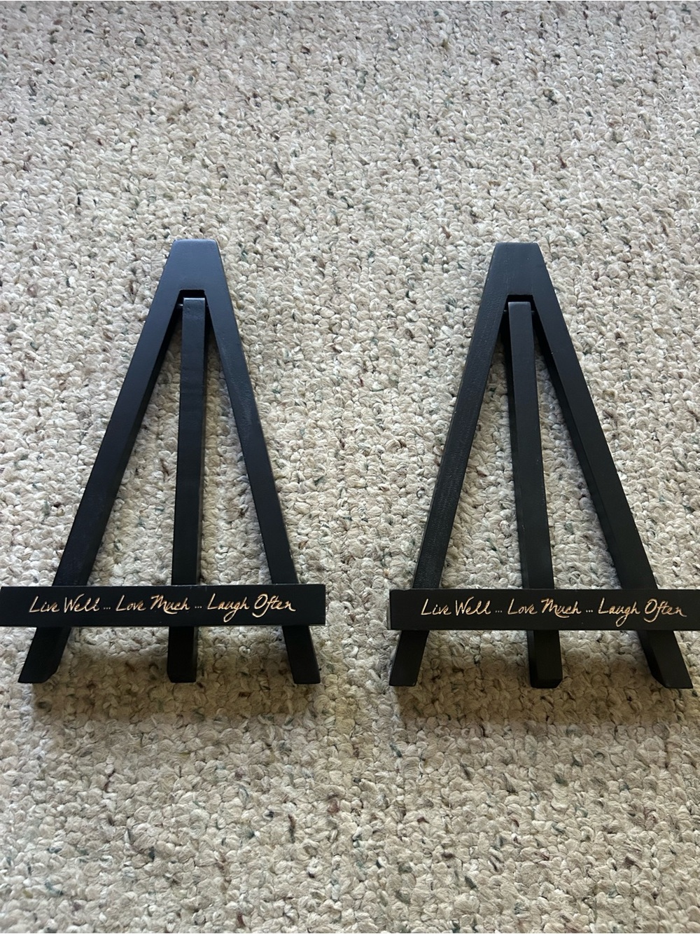 Black Decorative Mini Easel Pair with Gold Script Accent